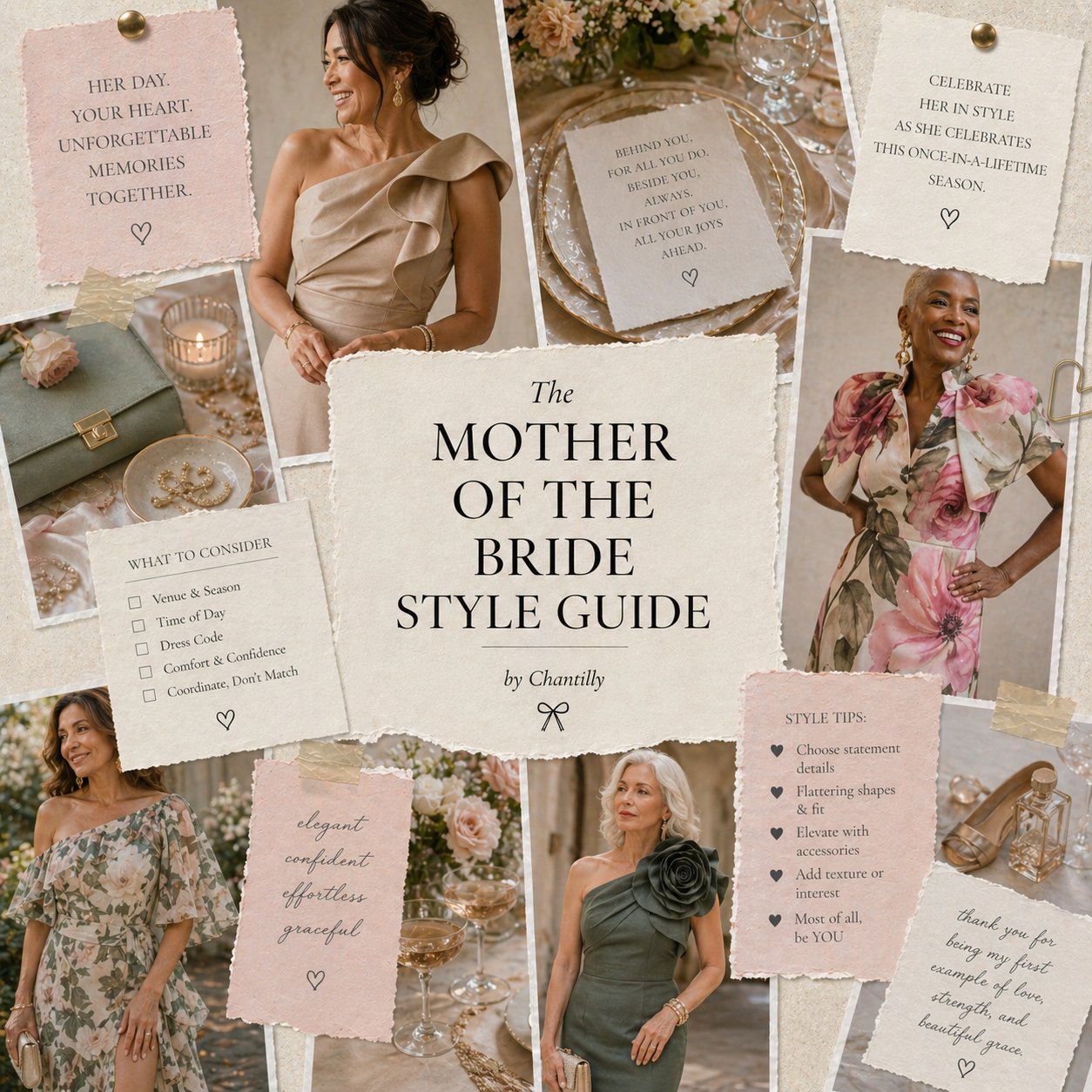 The Mother of the Bride Style Guide cover — refined looks for the rehearsal, wedding, and brunch