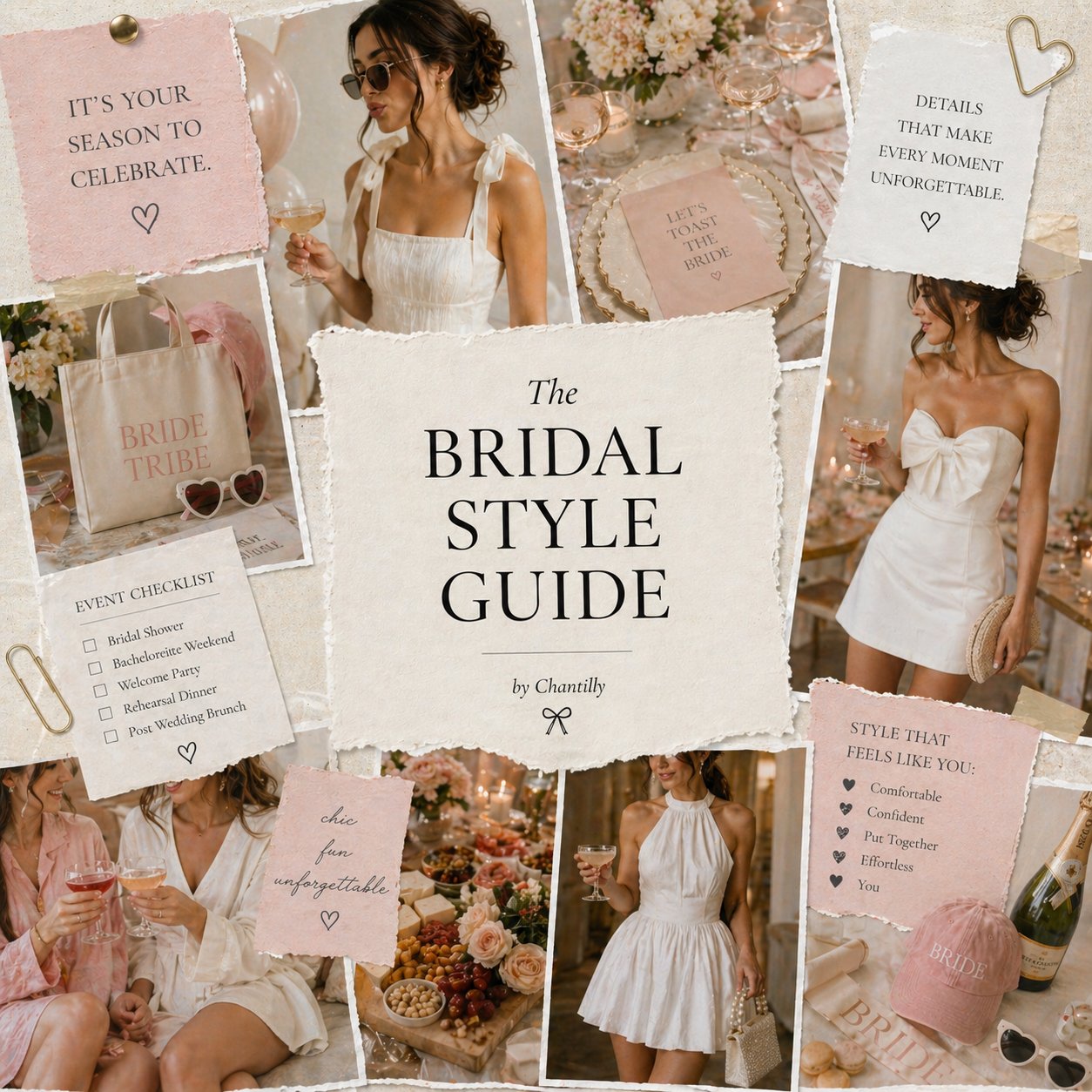 The Bridal Style Guide cover — a curated mood board of bridal event looks